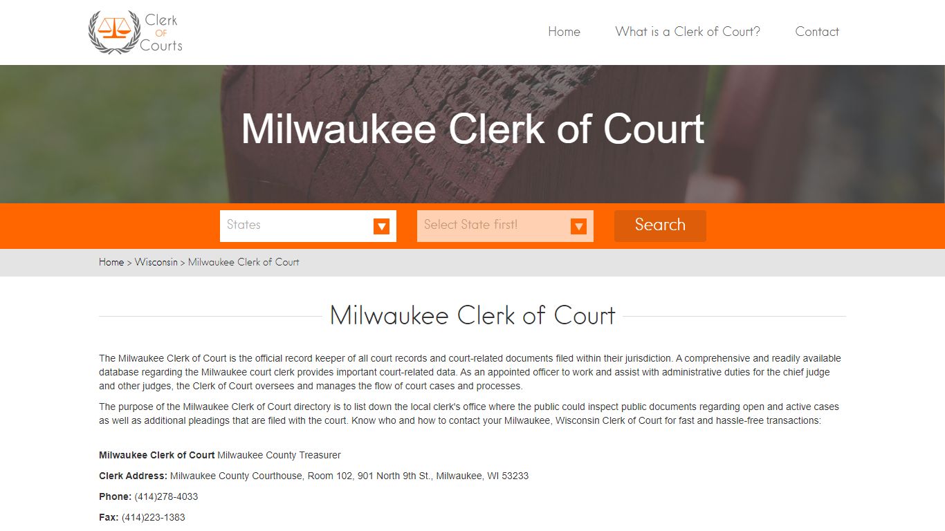 Find Your Milwaukee County Clerk of Courts in WI - clerk-of-courts.com